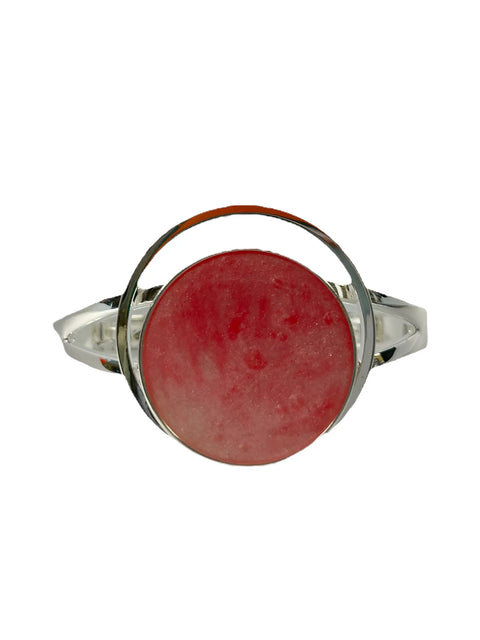 Sterling Silver Breast Cancer Awareness Cuff Bracelet – Pink Marble Resin Accent | Adjustable Fit | Made in USA Michelle Marie Boutique  Bracelets