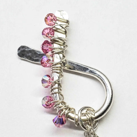Sterling Silver Breast Cancer Awareness Ribbon Necklace – Handcrafted 12 Gauge Crystal Pendant | Made in USA Alexa Martha Designs  Necklace