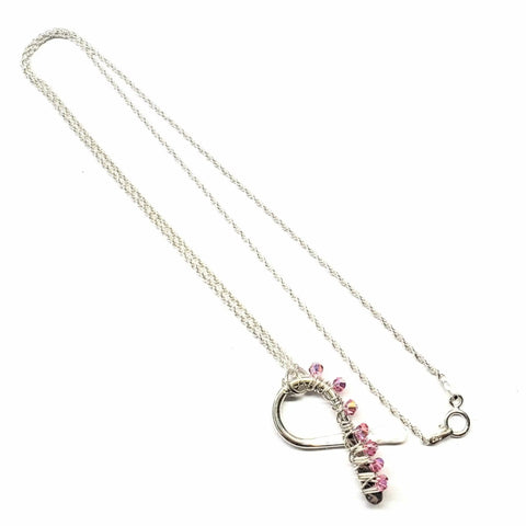 Sterling Silver Breast Cancer Awareness Ribbon Necklace – Handcrafted 12 Gauge Crystal Pendant | Made in USA Alexa Martha Designs  Necklace