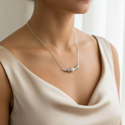 Sterling Silver Bridal Pearl Necklace – Swarovski Crystal Bar Design | Made in USA Alexa Martha Designs  Necklace