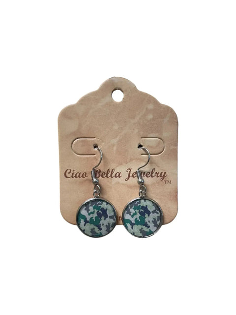Sterling Silver Camo Drop Earrings – Hypoallergenic Lightweight Fashion Accessories | Made in USA Michelle Marie Boutique  Earrings
