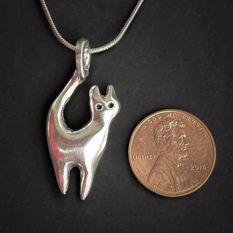 Sterling Silver Cat Pendant Necklace – Skinny Pete’s Michigan Jewelry | Made in USA Skinny Pete's Gourmet Catnip 