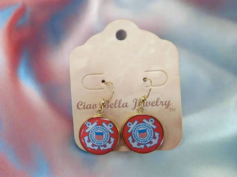 Sterling Silver Coast Guard Dangle Earrings – Officially Licensed Military Jewelry | Made in USA Michelle Marie Boutique  Earrings