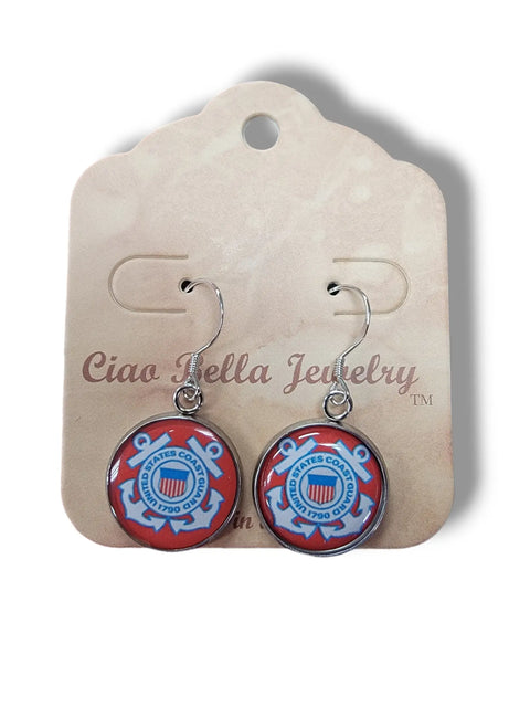 Sterling Silver Coast Guard Dangle Earrings – Officially Licensed Military Jewelry | Made in USA Michelle Marie Boutique  Earrings