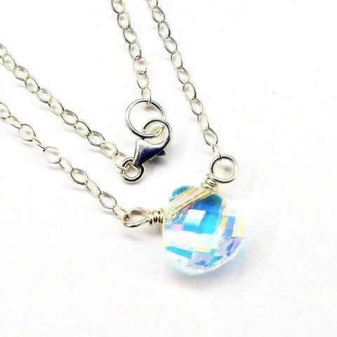 Sterling Silver Crystal Briolette Pendant Necklace – 11mm Swarovski Drop | Made in USA Alexa Martha Designs  Necklace