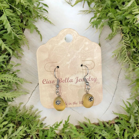Sterling Silver Dangle Earrings With Blue Recycled Glass Stones – Handcrafted Jewelry | Made in USA Michelle Marie Boutique  Earrings