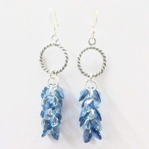 Sterling Silver Denim Blue Swarovski Crystal Dangle Earrings – Handcrafted in Montana | Made in USA Alexa Martha Designs  Earrings