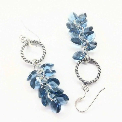 Sterling Silver Denim Blue Swarovski Crystal Dangle Earrings – Handcrafted in Montana | Made in USA Alexa Martha Designs  Earrings
