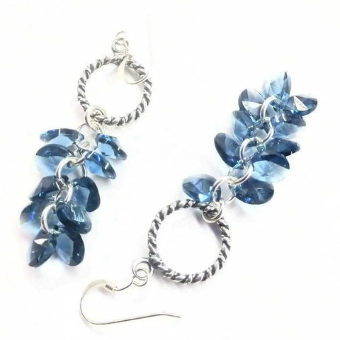 Sterling Silver Denim Blue Swarovski Crystal Dangle Earrings – Handcrafted in Montana | Made in USA Alexa Martha Designs  Earrings
