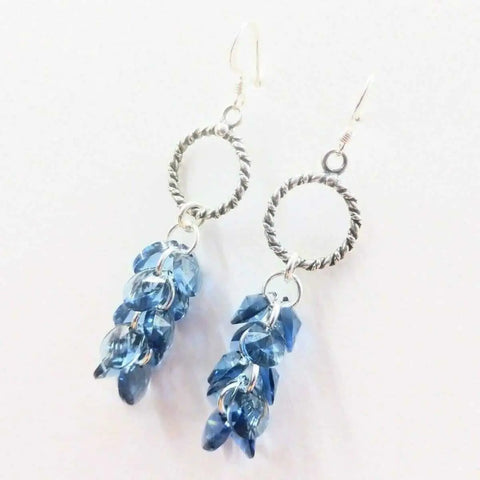 Sterling Silver Denim Blue Swarovski Crystal Dangle Earrings – Handcrafted in Montana | Made in USA Alexa Martha Designs  Earrings