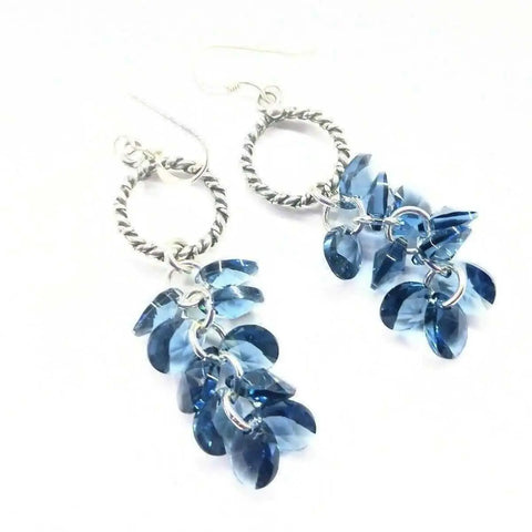 Sterling Silver Denim Blue Swarovski Crystal Dangle Earrings – Handcrafted in Montana | Made in USA Alexa Martha Designs  Earrings