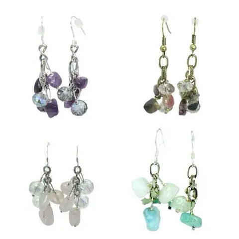 Sterling Silver Gemstone Cluster Earrings – Czech Crystal Accent Drops | Made in USA Michelle Marie Boutique  Earrings