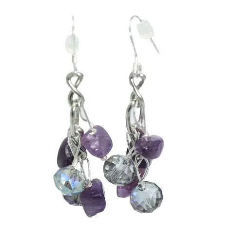 Sterling Silver Gemstone Cluster Earrings – Czech Crystal Accent Drops | Made in USA Michelle Marie Boutique  Earrings