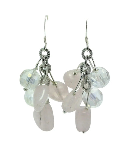 Sterling Silver Gemstone Cluster Earrings – Czech Crystal Accent Drops | Made in USA Michelle Marie Boutique  Earrings