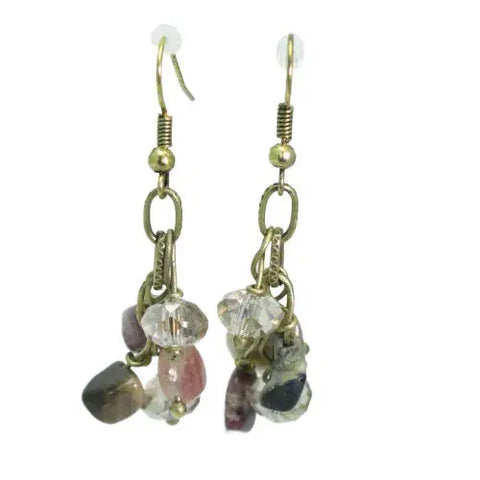 Sterling Silver Gemstone Cluster Earrings – Czech Crystal Accent Drops | Made in USA Michelle Marie Boutique  Earrings