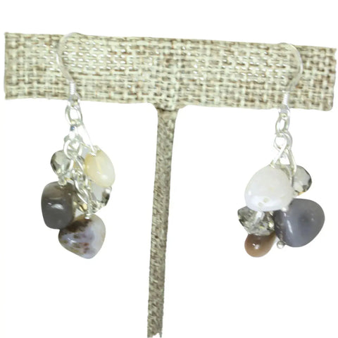 Sterling Silver Gemstone Cluster Earrings – Czech Crystal Accent Drops | Made in USA Michelle Marie Boutique  Earrings