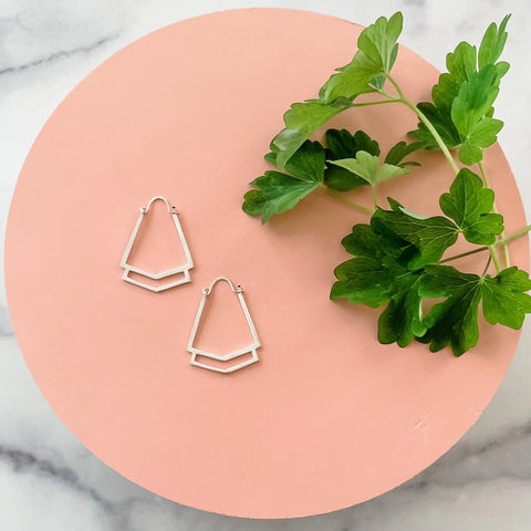 Sterling Silver Geometric Hoop Earrings – Minimalist Cleo Design | Made in USA Sarah Cecelia  EARRINGS
