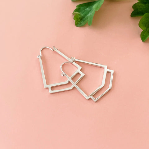 Sterling Silver Geometric Hoop Earrings – Minimalist Cleo Design | Made in USA Sarah Cecelia  EARRINGS