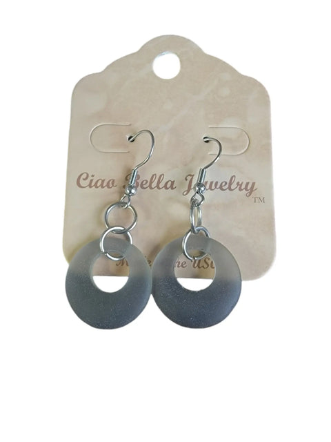 Sterling Silver Gray Sea Glass Hoop Earrings – Hypoallergenic Drop Dangle Jewelry | Made in USA Michelle Marie Boutique  Earrings