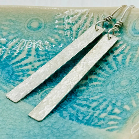 Sterling Silver Hand Forged 2 Inch Bar Earrings – Artisan Jewelry | Made in USA Janecka 