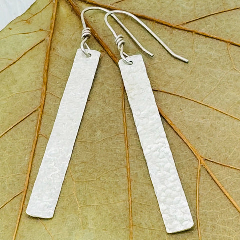 Sterling Silver Hand Forged 2 Inch Bar Earrings – Artisan Jewelry | Made in USA Janecka 