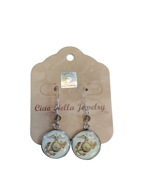 Sterling Silver Marine Corps Earrings – Custom Military Jewelry – Officially Licensed | Made in USA Michelle Marie Boutique  Earrings