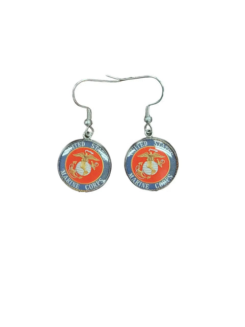 Sterling Silver Marine Corps Earrings – Custom Military Jewelry – Officially Licensed | Made in USA Michelle Marie Boutique  Earrings