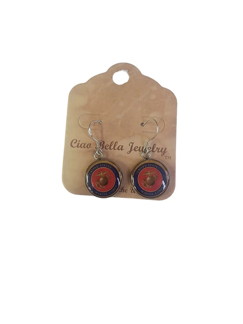Sterling Silver Marine Corps Earrings – Custom Military Jewelry – Officially Licensed | Made in USA Michelle Marie Boutique  Earrings
