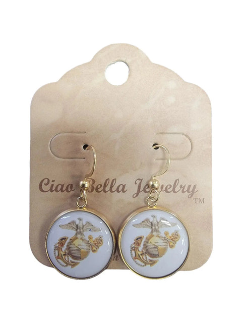 Sterling Silver Marine Corps Earrings – Custom Military Jewelry – Officially Licensed | Made in USA Michelle Marie Boutique  Earrings