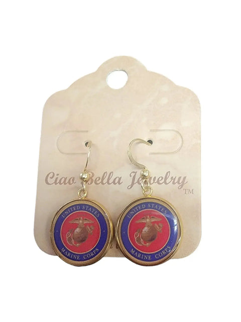 Sterling Silver Marine Corps Earrings – Custom Military Jewelry – Officially Licensed | Made in USA Michelle Marie Boutique  Earrings