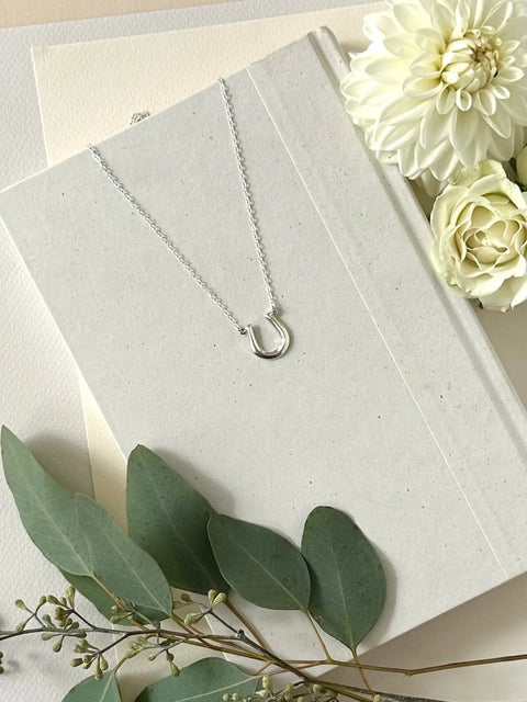 Sterling Silver Modern Horseshoe Pendant Necklace – Handcrafted Jewelry | Made in USA Sarah Cecelia  NECKLACES