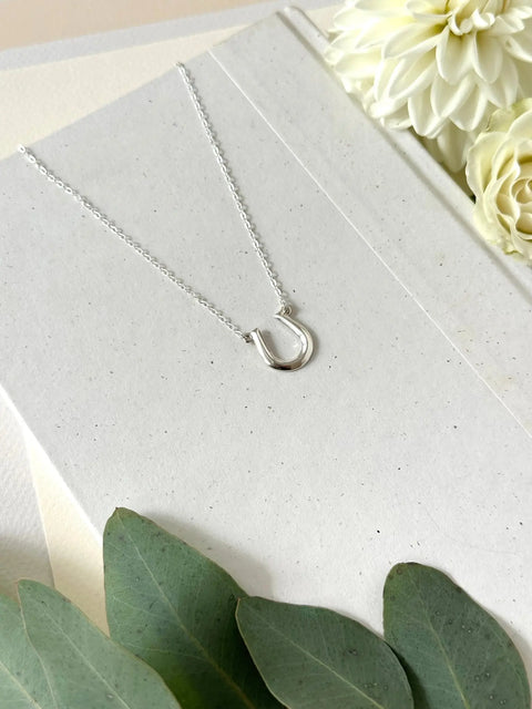 Sterling Silver Modern Horseshoe Pendant Necklace – Handcrafted Jewelry | Made in USA Sarah Cecelia  NECKLACES