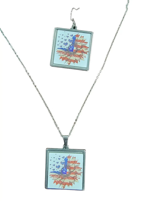 Sterling Silver Patriotic Sunflower Earrings – Red White Blue Resin Finish | Made in USA Michelle Marie Boutique  Earrings