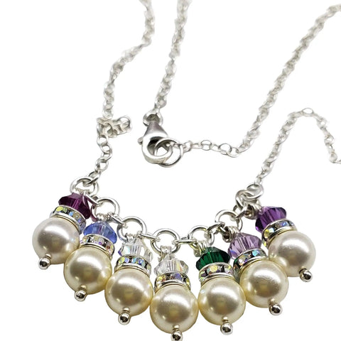 Sterling Silver Pearl Birthstone Necklace – Customizable Crystal Pendant | Handmade in USA Alexa Martha Designs  Necklace