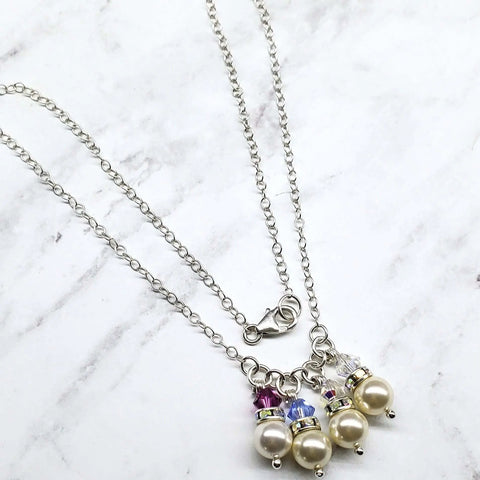 Sterling Silver Pearl Birthstone Necklace – Customizable Crystal Pendant | Handmade in USA Alexa Martha Designs  Necklace