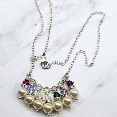 Sterling Silver Pearl Birthstone Necklace – Customizable Crystal Pendant | Handmade in USA Alexa Martha Designs  Necklace