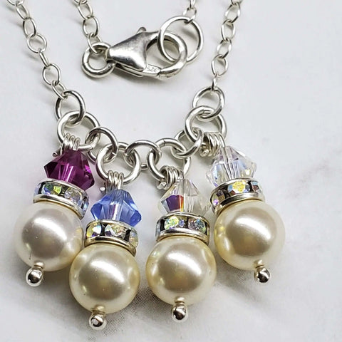 Sterling Silver Pearl Birthstone Necklace – Customizable Crystal Pendant | Handmade in USA Alexa Martha Designs  Necklace