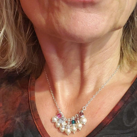 Sterling Silver Pearl Birthstone Necklace – Customizable Crystal Pendant | Handmade in USA Alexa Martha Designs  Necklace