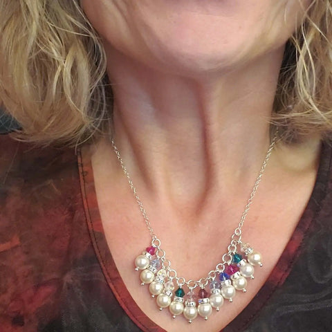 Sterling Silver Pearl Birthstone Necklace – Customizable Crystal Pendant | Handmade in USA Alexa Martha Designs  Necklace
