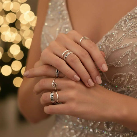 Sterling Silver Pinky Toe & Ocean Wave Band Rings | Handmade in USA Alexa Martha Designs  Ring