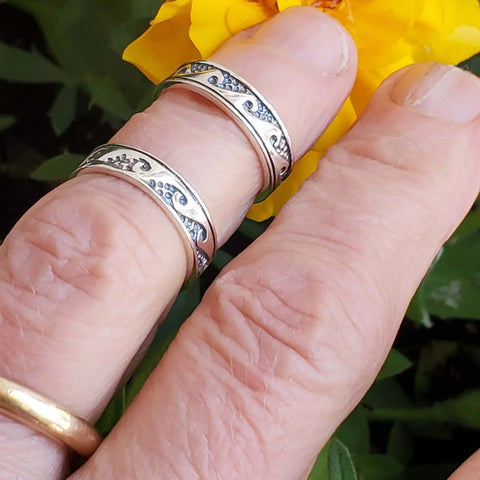 Sterling Silver Pinky Toe & Ocean Wave Band Rings | Handmade in USA Alexa Martha Designs  Ring