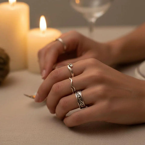Sterling Silver Pinky Toe & Ocean Wave Band Rings | Handmade in USA Alexa Martha Designs  Ring