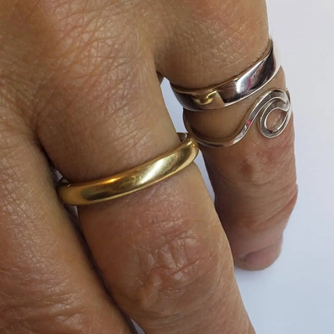 Sterling Silver Pinky Toe & Ocean Wave Band Rings | Handmade in USA Alexa Martha Designs  Ring