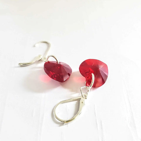 Sterling Silver Red Swarovski Heart Earrings – Religious Crystal Jewelry | Made in USA Alexa Martha Designs  Earrings