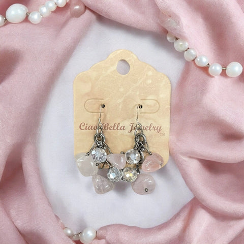 Sterling Silver Rose Quartz Cluster Earrings – Handcrafted Crystal Gemstone Jewelry | Made in USA Michelle Marie Boutique  Earrings