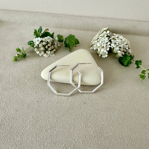 Sterling Silver Small Geometric Hoop Earrings – Modern Design | Made in USA Sarah Cecelia  EARRINGS