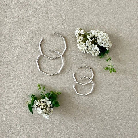 Sterling Silver Small Geometric Hoop Earrings – Modern Design | Made in USA Sarah Cecelia  EARRINGS