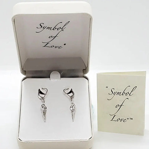 Sterling Silver Soulmate Earrings 1.5 Inch Lever Back With Sapphire CZ | Made in USA Symbol of Love Jewelry
