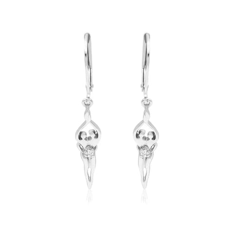 Sterling Silver Soulmate Earrings 1.5 Inch Lever Back With Sapphire CZ | Made in USA Symbol of Love Jewelry