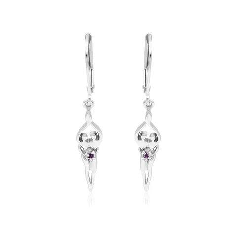 Sterling Silver Soulmate Earrings 1.5 Inch Lever Back With Sapphire CZ | Made in USA Symbol of Love Jewelry